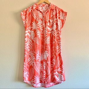 Botanical linen blend shirt dress